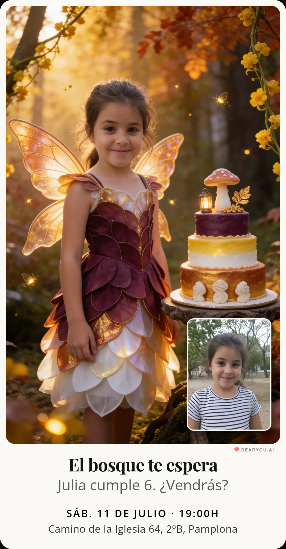 Invitación de cumpleaños personalizada con el protagonista de la fiesta