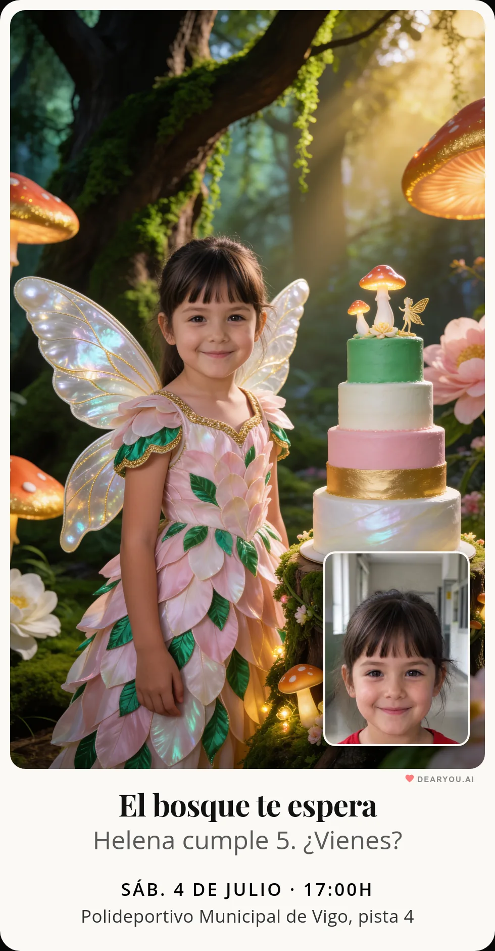 Invitación de cumpleaños en formato vertical lista para compartir