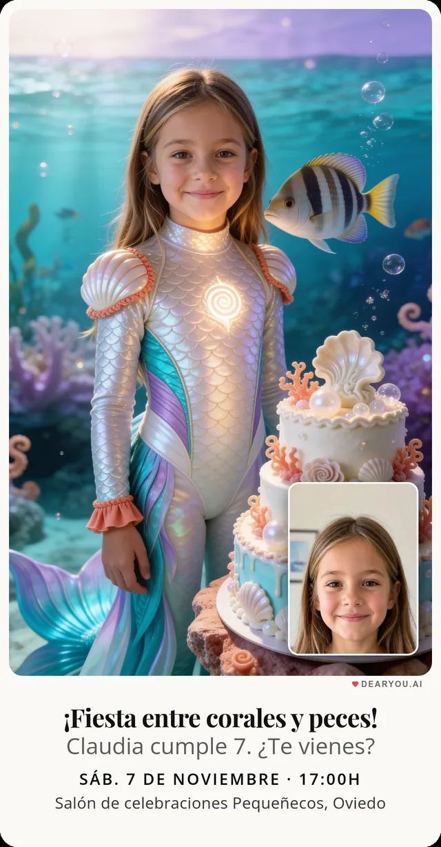 Invitación de Sirena, estilo realista
