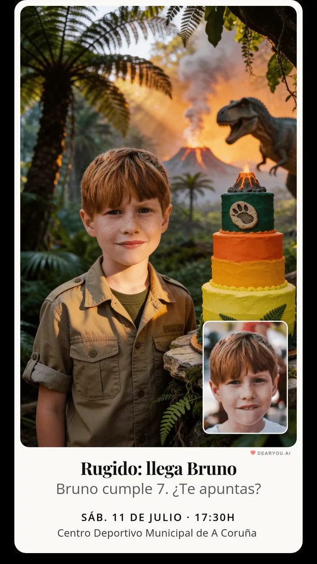 Invitación temática de dinosaurios